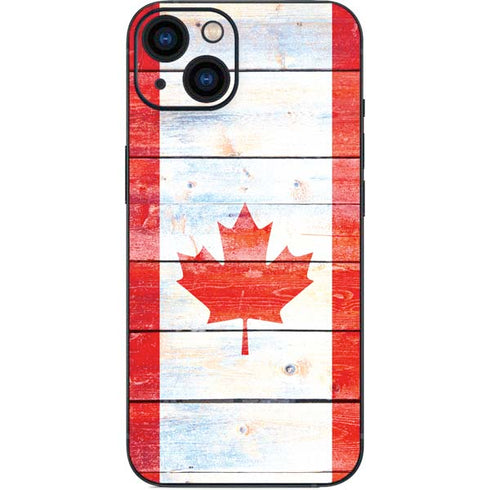 Canada Flag Light Wood iPhone 15 Skin